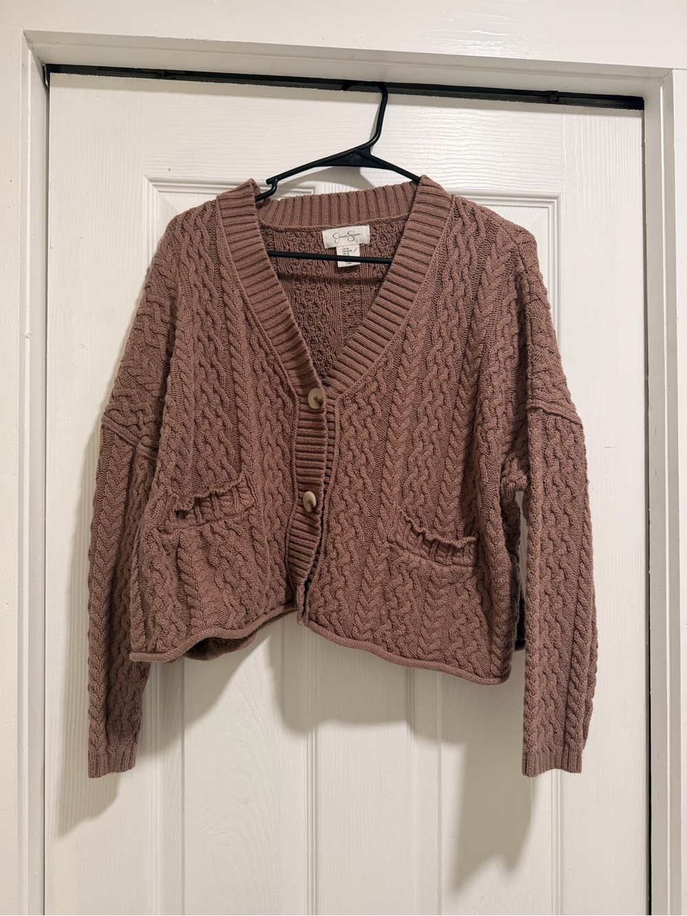 Jessica Simpson Mauve Cable Knit Cropped Cardigan
